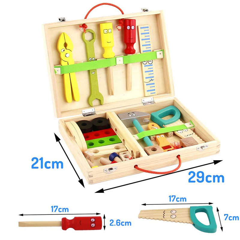 Montessori Eğitici Çocuk Ahşap Marangoz Seti (35 Parça)